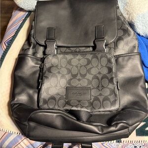 Coach Black Signature Canvas & Leather Backpack